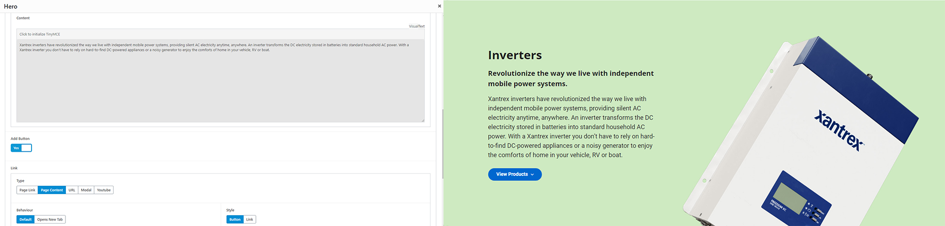 WordPress Advanced Custom Fields in use on the website.